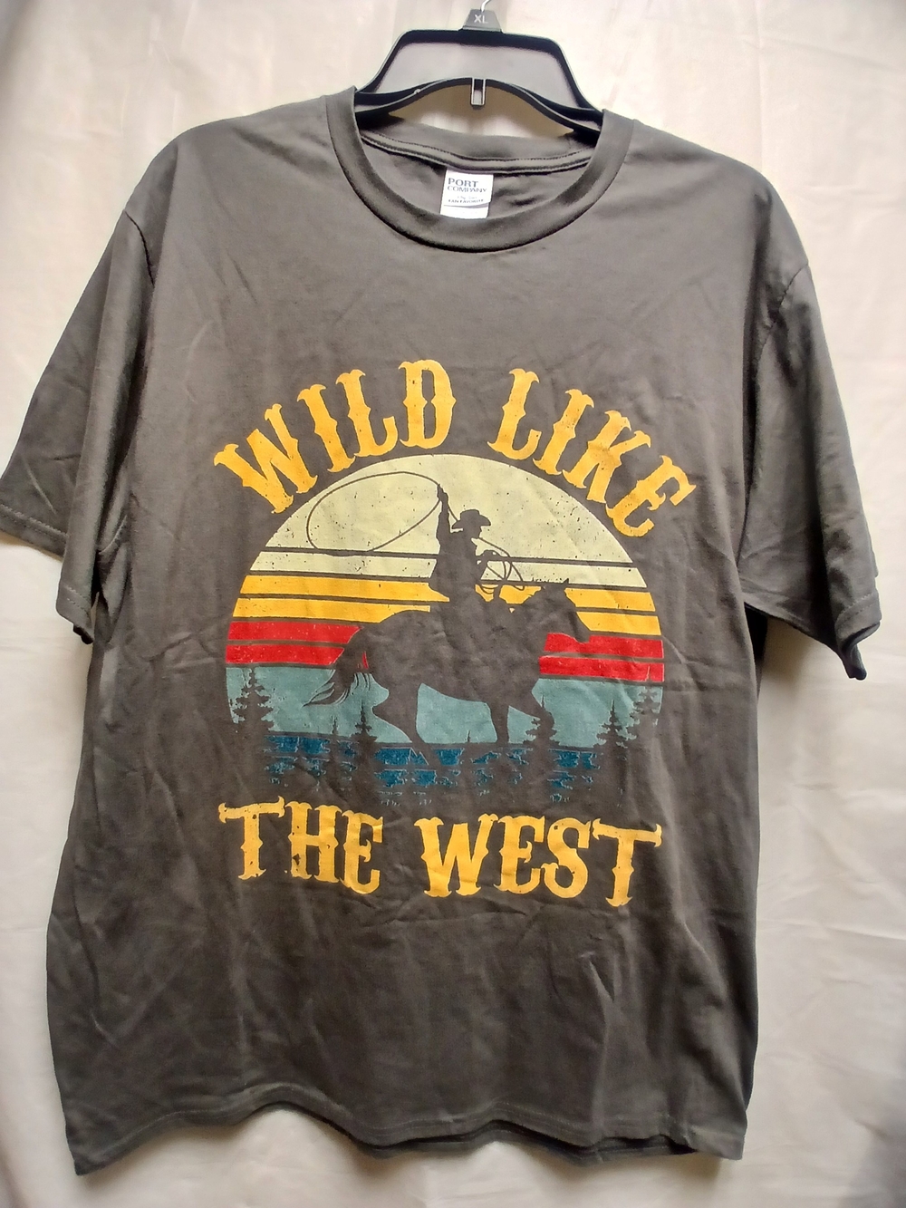 Port And Company- Wild Like The West Graphic Tee In Charcoal